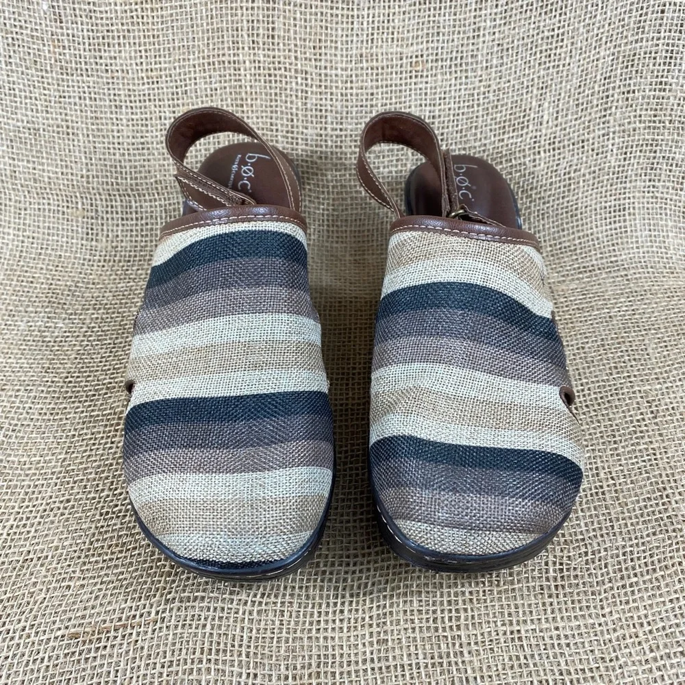 Born clog brown striped  ankle strap boc heeled women sz 11M - Picture 4 of 10